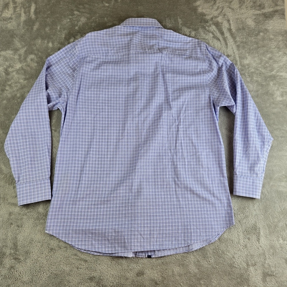 Michelsons London Short Mens Large Blue Checkered Long Sleeve Flip Cuff Career - Picture 3 of 11